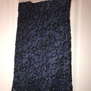Dark blue flower lace skirt.